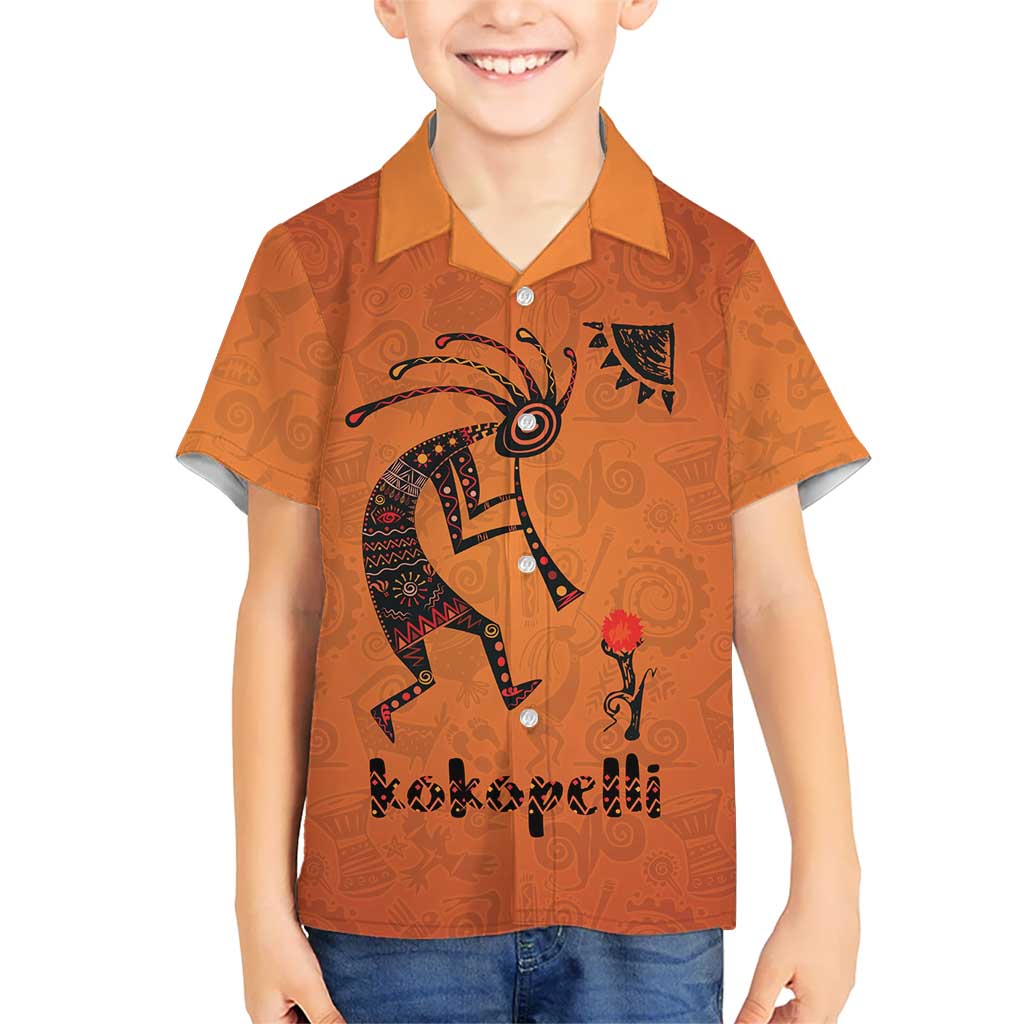 Kokopelli Tribal Family Matching Mermaid Dress and Hawaiian Shirt Native American Southwestern Petroglyph Patterns Sunset Landscape - Wonder Print Shop