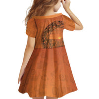 Kokopelli Tribal Family Matching Off Shoulder Maxi Dress and Hawaiian Shirt Native American Southwestern Petroglyph Patterns Sunset Landscape - Wonder Print Shop