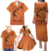 Kokopelli Tribal Family Matching Puletasi and Hawaiian Shirt Native American Southwestern Petroglyph Patterns Sunset Landscape - Wonder Print Shop