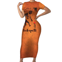 Kokopelli Tribal Family Matching Short Sleeve Bodycon Dress and Hawaiian Shirt Native American Southwestern Petroglyph Patterns Sunset Landscape - Wonder Print Shop