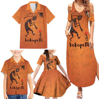 Kokopelli Tribal Family Matching Summer Maxi Dress and Hawaiian Shirt Native American Southwestern Petroglyph Patterns Sunset Landscape - Wonder Print Shop