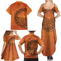 Kokopelli Tribal Family Matching Summer Maxi Dress and Hawaiian Shirt Native American Southwestern Petroglyph Patterns Sunset Landscape - Wonder Print Shop