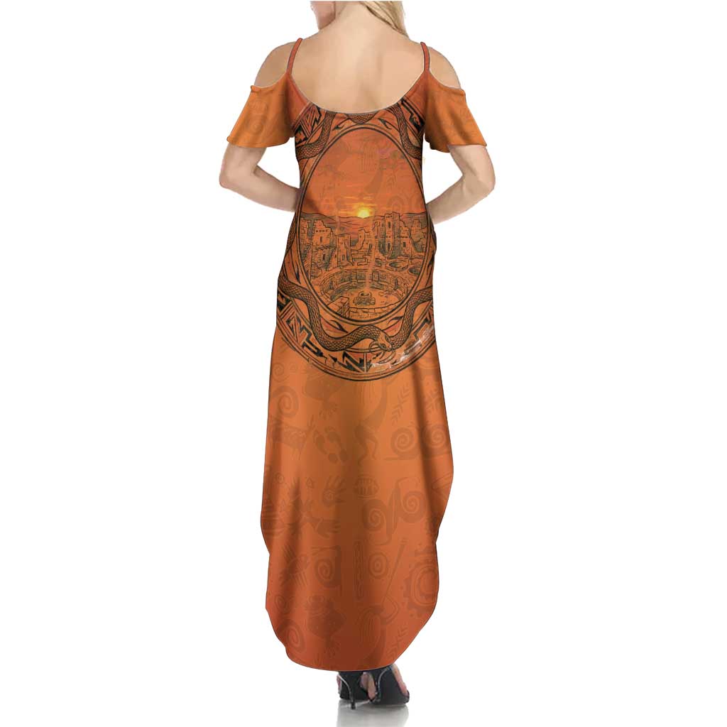 Kokopelli Tribal Family Matching Summer Maxi Dress and Hawaiian Shirt Native American Southwestern Petroglyph Patterns Sunset Landscape - Wonder Print Shop