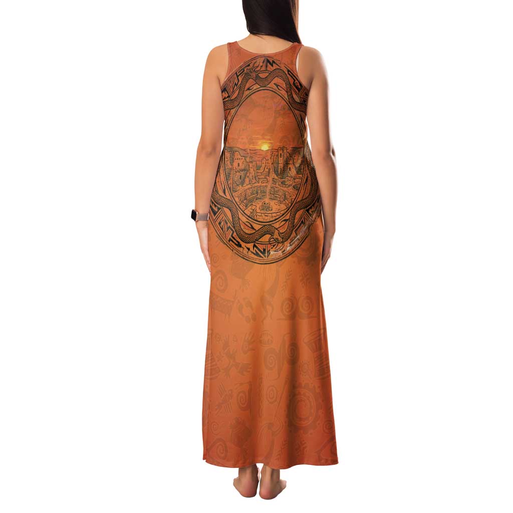 Kokopelli Tribal Family Matching Tank Maxi Dress and Hawaiian Shirt Native American Southwestern Petroglyph Patterns Sunset Landscape - Wonder Print Shop