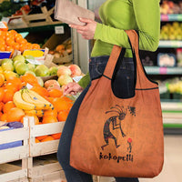 Kokopelli Tribal Grocery Bag Native American Southwestern Petroglyph Patterns Sunset Landscape - Wonder Print Shop