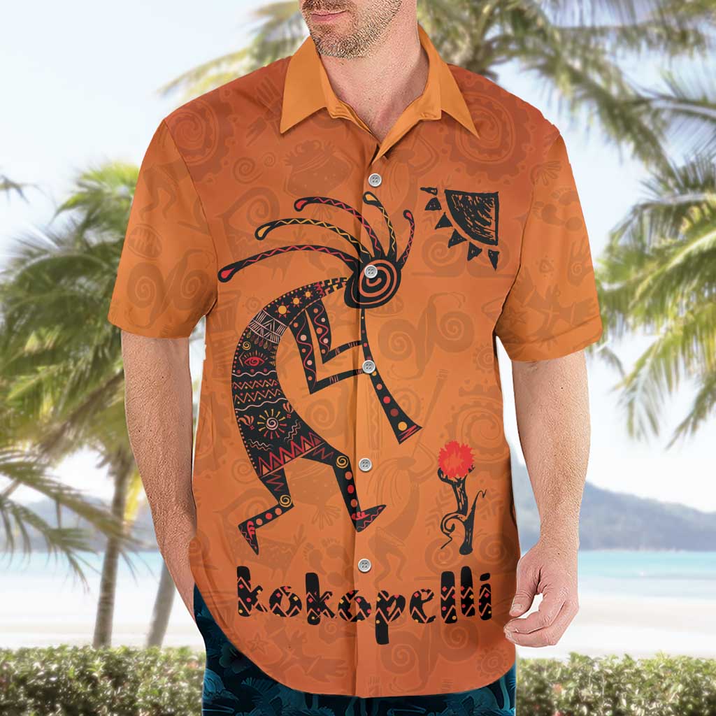 Kokopelli Tribal Hawaiian Shirt Native American Southwestern Petroglyph Patterns Sunset Landscape - Wonder Print Shop