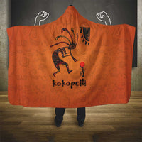 Kokopelli Tribal Hooded Blanket Native American Southwestern Petroglyph Patterns Sunset Landscape - Wonder Print Shop