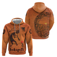 Kokopelli Tribal Hoodie Native American Southwestern Petroglyph Patterns Sunset Landscape - Wonder Print Shop