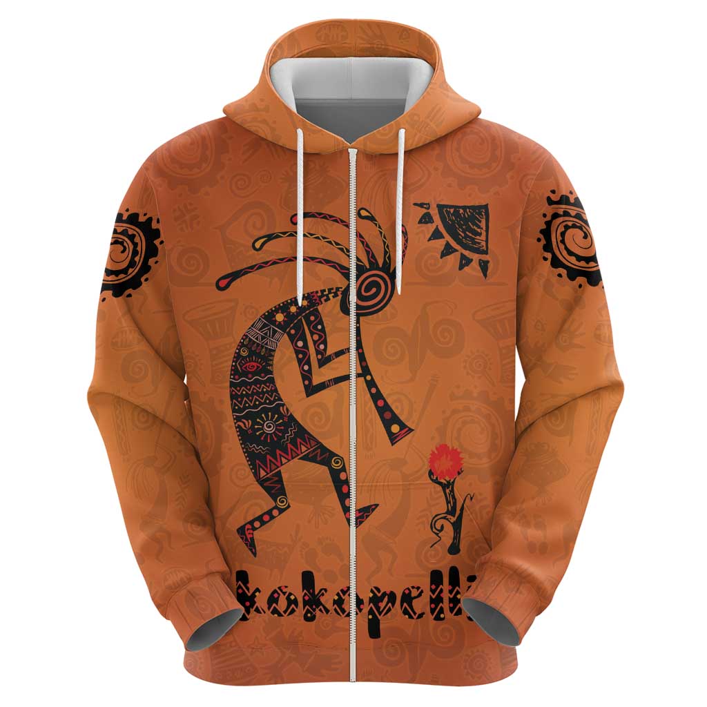 Kokopelli Tribal Hoodie Native American Southwestern Petroglyph Patterns Sunset Landscape - Wonder Print Shop
