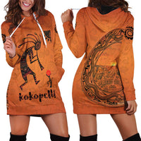 Kokopelli Tribal Hoodie Dress Native American Southwestern Petroglyph Patterns Sunset Landscape - Wonder Print Shop