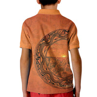 Kokopelli Tribal Kid Polo Shirt Native American Southwestern Petroglyph Patterns Sunset Landscape - Wonder Print Shop