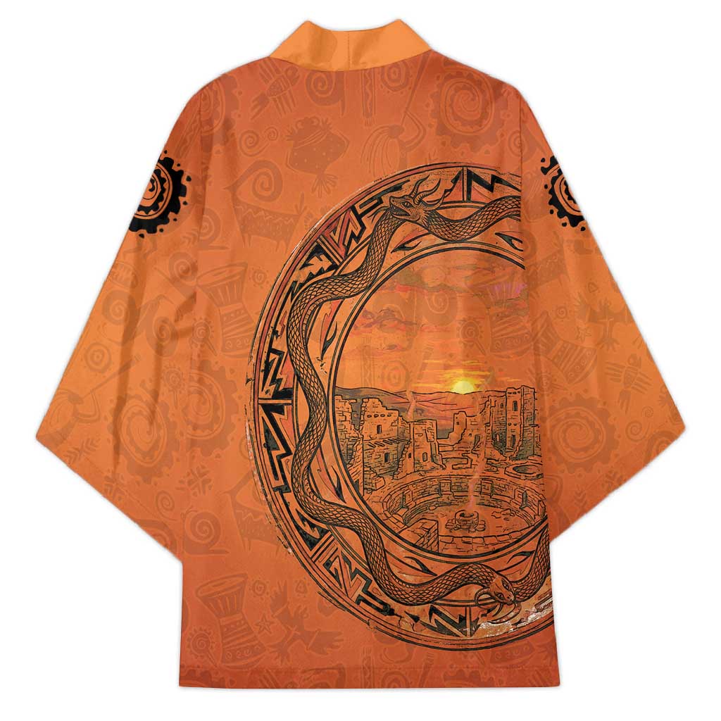 Kokopelli Tribal Kimono Native American Southwestern Petroglyph Patterns Sunset Landscape - Wonder Print Shop