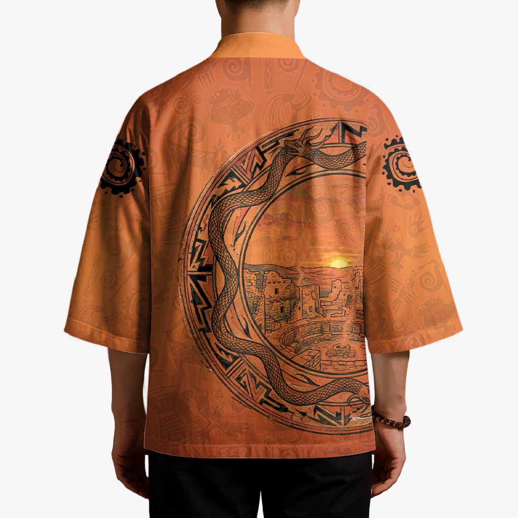 Kokopelli Tribal Kimono Native American Southwestern Petroglyph Patterns Sunset Landscape - Wonder Print Shop