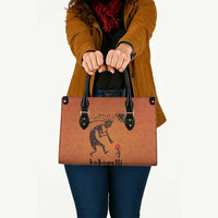 Kokopelli Tribal Leather Bag Native American Southwestern Petroglyph Patterns Sunset Landscape - Wonder Print Shop