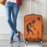 Kokopelli Tribal Luggage Cover Native American Southwestern Petroglyph Patterns Sunset Landscape - Wonder Print Shop
