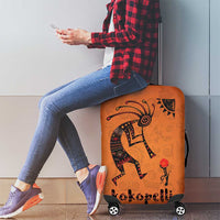 Kokopelli Tribal Luggage Cover Native American Southwestern Petroglyph Patterns Sunset Landscape - Wonder Print Shop