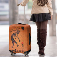Kokopelli Tribal Luggage Cover Native American Southwestern Petroglyph Patterns Sunset Landscape - Wonder Print Shop