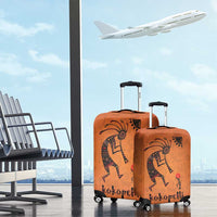 Kokopelli Tribal Luggage Cover Native American Southwestern Petroglyph Patterns Sunset Landscape - Wonder Print Shop