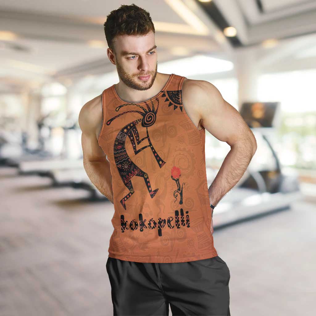 Kokopelli Tribal Men Tank Top Native American Southwestern Petroglyph Patterns Sunset Landscape - Wonder Print Shop