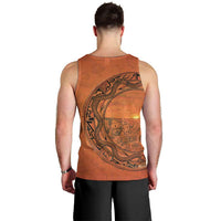 Kokopelli Tribal Men Tank Top Native American Southwestern Petroglyph Patterns Sunset Landscape - Wonder Print Shop