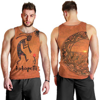 Kokopelli Tribal Men Tank Top Native American Southwestern Petroglyph Patterns Sunset Landscape - Wonder Print Shop