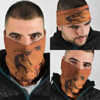 Kokopelli Tribal Neck Gaiter Native American Southwestern Petroglyph Patterns Sunset Landscape - Wonder Print Shop