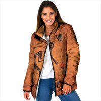 Kokopelli Tribal Padded Jacket Native American Southwestern Petroglyph Patterns Sunset Landscape - Wonder Print Shop