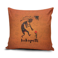 Kokopelli Tribal Pillow Cover Native American Southwestern Petroglyph Patterns Sunset Landscape - Wonder Print Shop