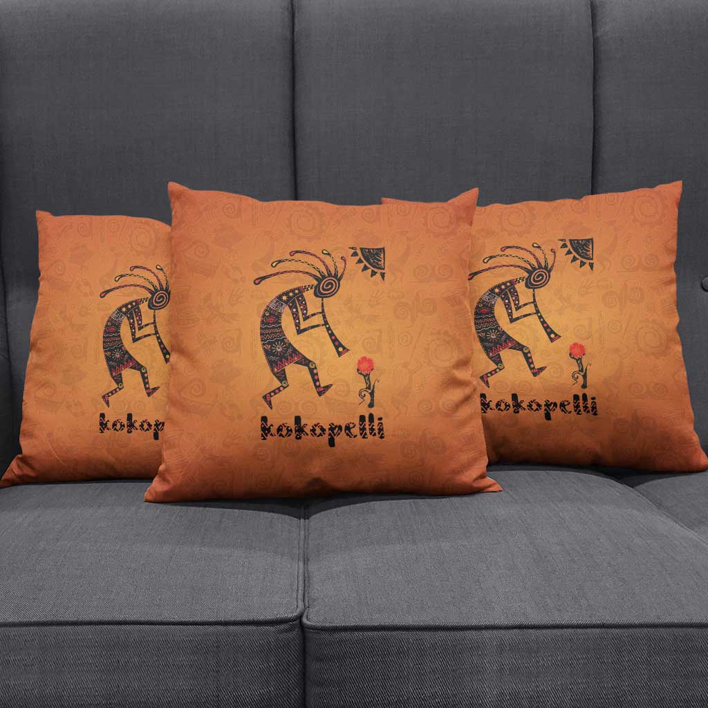 Kokopelli Tribal Pillow Cover Native American Southwestern Petroglyph Patterns Sunset Landscape - Wonder Print Shop