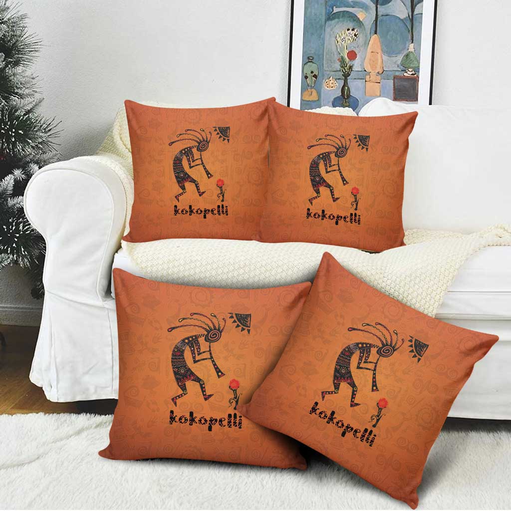 Kokopelli Tribal Pillow Cover Native American Southwestern Petroglyph Patterns Sunset Landscape - Wonder Print Shop