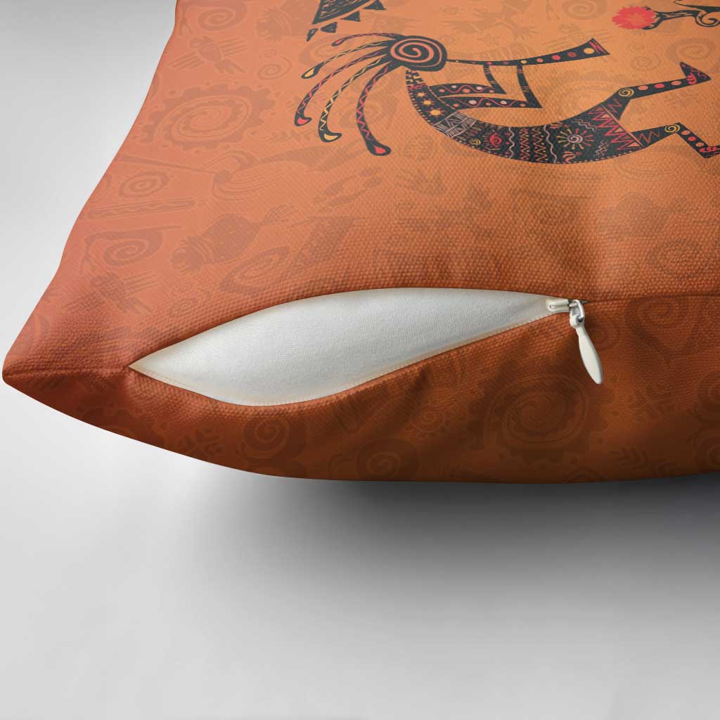Kokopelli Tribal Pillow Cover Native American Southwestern Petroglyph Patterns Sunset Landscape - Wonder Print Shop