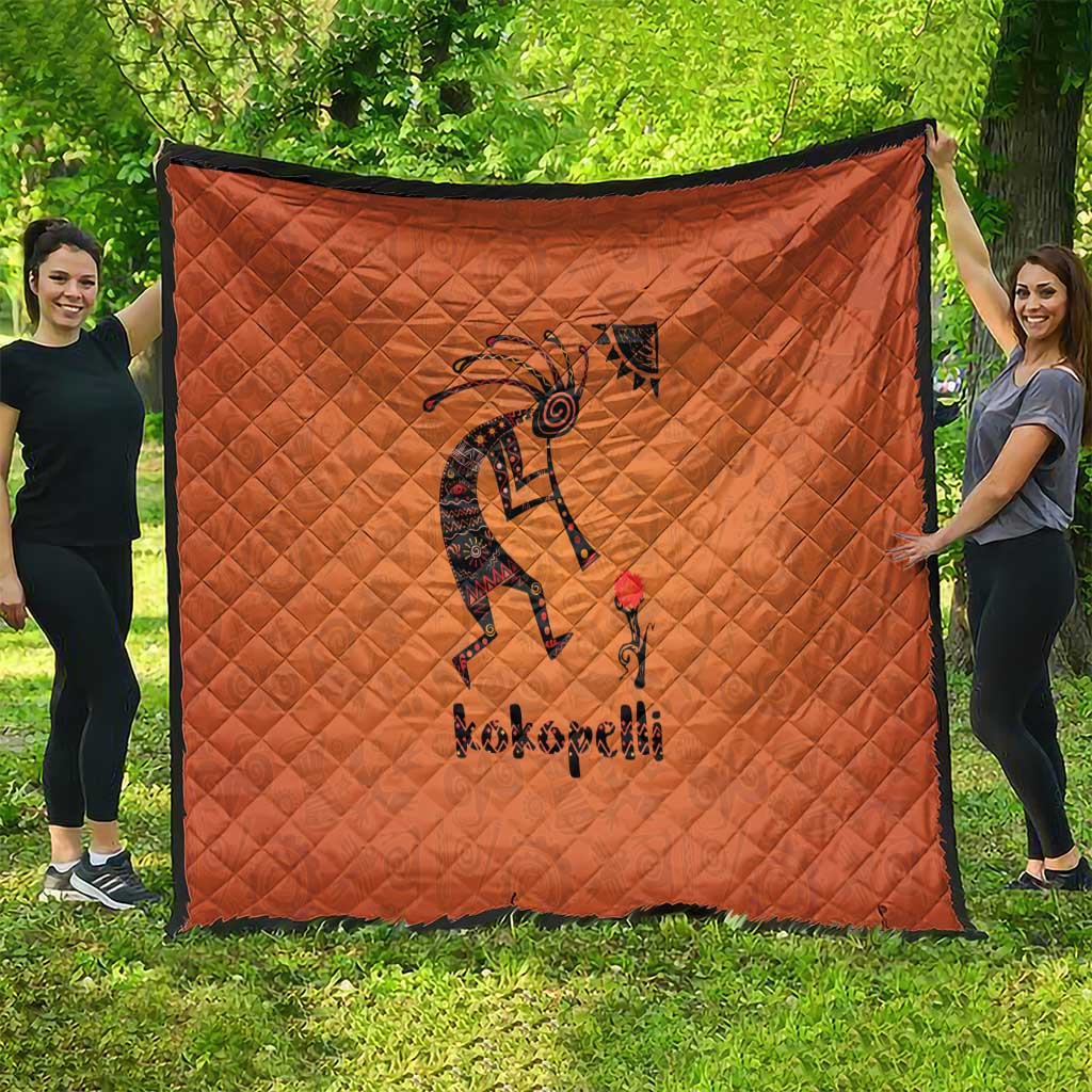 Kokopelli Tribal Quilt Native American Southwestern Petroglyph Patterns Sunset Landscape - Wonder Print Shop