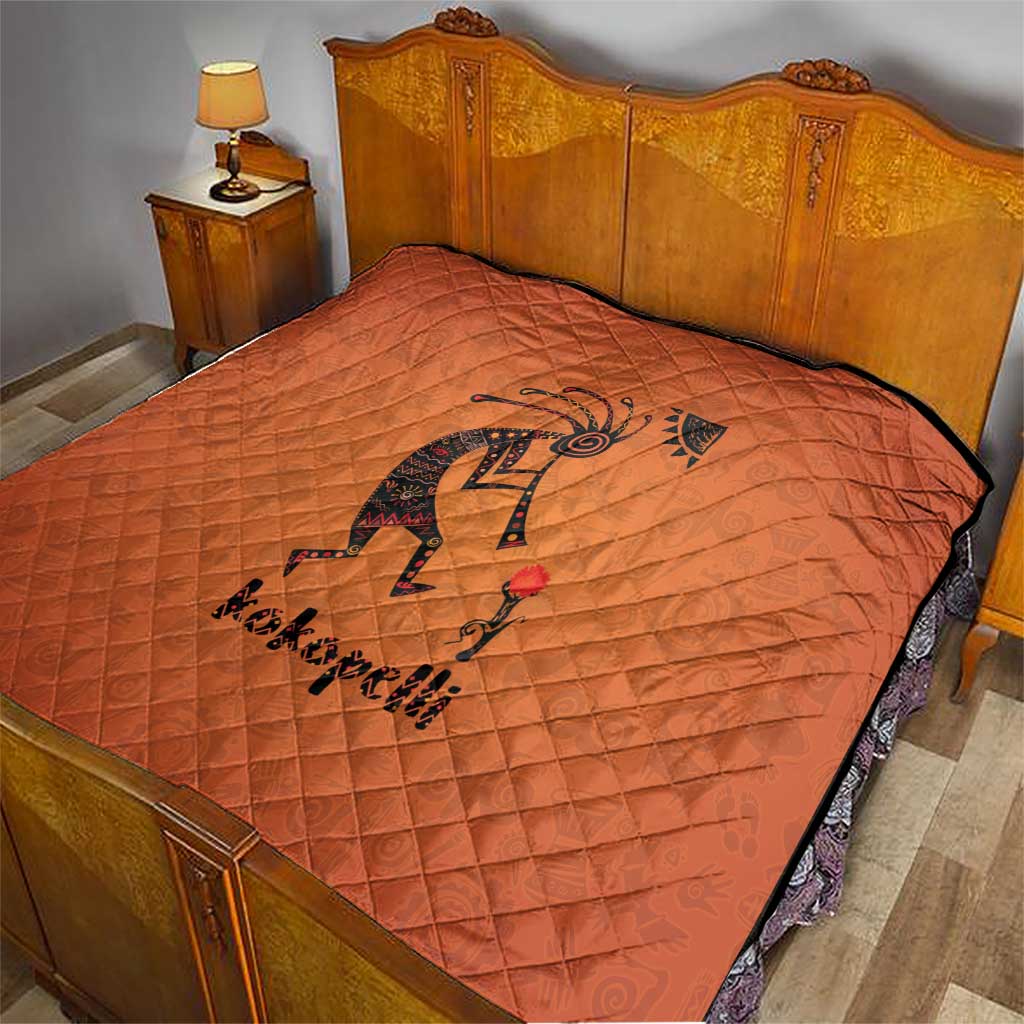 Kokopelli Tribal Quilt Native American Southwestern Petroglyph Patterns Sunset Landscape - Wonder Print Shop