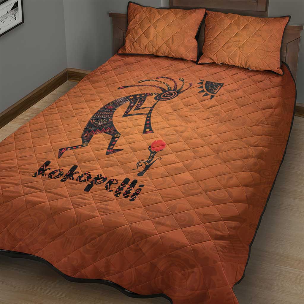 Kokopelli Tribal Quilt Bed Set Native American Southwestern Petroglyph Patterns Sunset Landscape - Wonder Print Shop