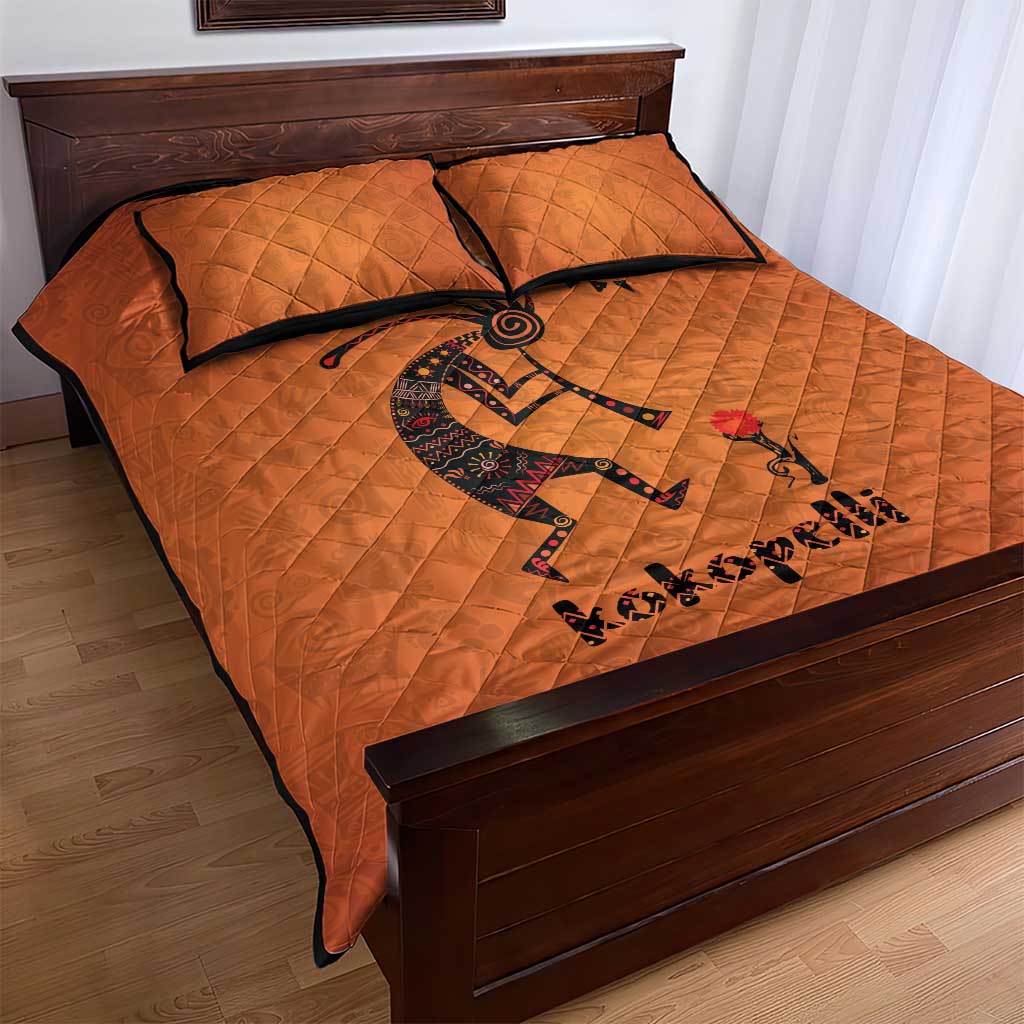 Kokopelli Tribal Quilt Bed Set Native American Southwestern Petroglyph Patterns Sunset Landscape - Wonder Print Shop