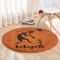 Kokopelli Tribal Round Carpet Native American Southwestern Petroglyph Patterns Sunset Landscape - Wonder Print Shop
