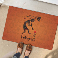 Kokopelli Tribal Rubber Doormat Native American Southwestern Petroglyph Patterns Sunset Landscape - Wonder Print Shop