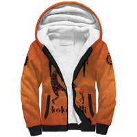 Kokopelli Tribal Sherpa Hoodie Native American Southwestern Petroglyph Patterns Sunset Landscape - Wonder Print Shop