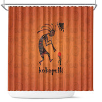 Kokopelli Tribal Shower Curtain Native American Southwestern Petroglyph Patterns Sunset Landscape - Wonder Print Shop