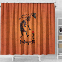 Kokopelli Tribal Shower Curtain Native American Southwestern Petroglyph Patterns Sunset Landscape - Wonder Print Shop