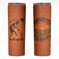 Kokopelli Tribal Skinny Tumbler Native American Southwestern Petroglyph Patterns Sunset Landscape - Wonder Print Shop