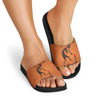 Kokopelli Tribal Slide Sandals Native American Southwestern Petroglyph Patterns Sunset Landscape - Wonder Print Shop