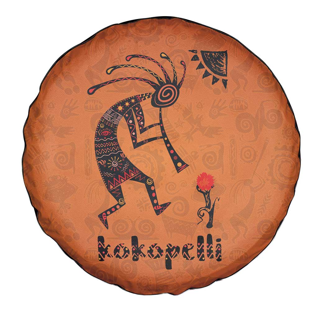 Kokopelli Tribal Spare Tire Cover Native American Southwestern Petroglyph Patterns Sunset Landscape - Wonder Print Shop