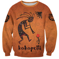 Kokopelli Tribal Sweatshirt Native American Southwestern Petroglyph Patterns Sunset Landscape - Wonder Print Shop