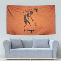 Kokopelli Tribal Tapestry Native American Southwestern Petroglyph Patterns Sunset Landscape - Wonder Print Shop