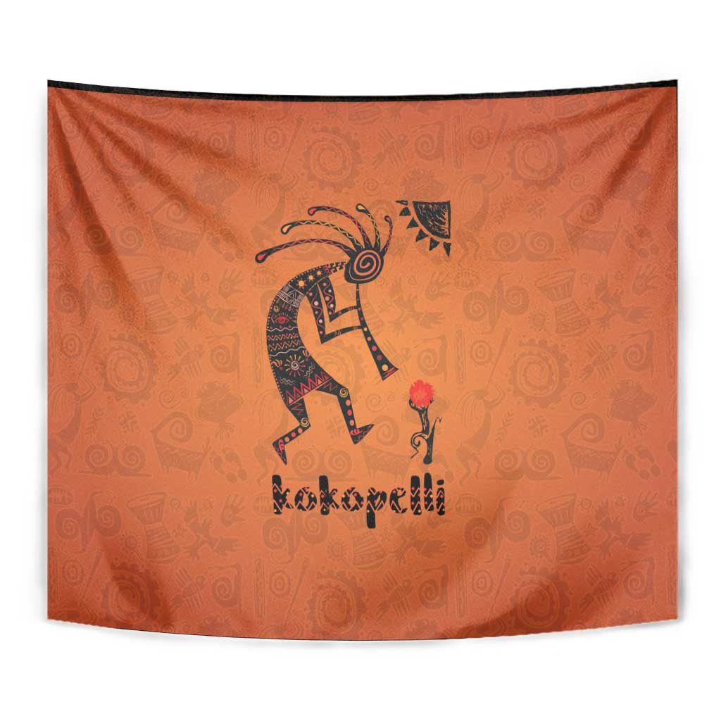 Kokopelli Tribal Tapestry Native American Southwestern Petroglyph Patterns Sunset Landscape - Wonder Print Shop