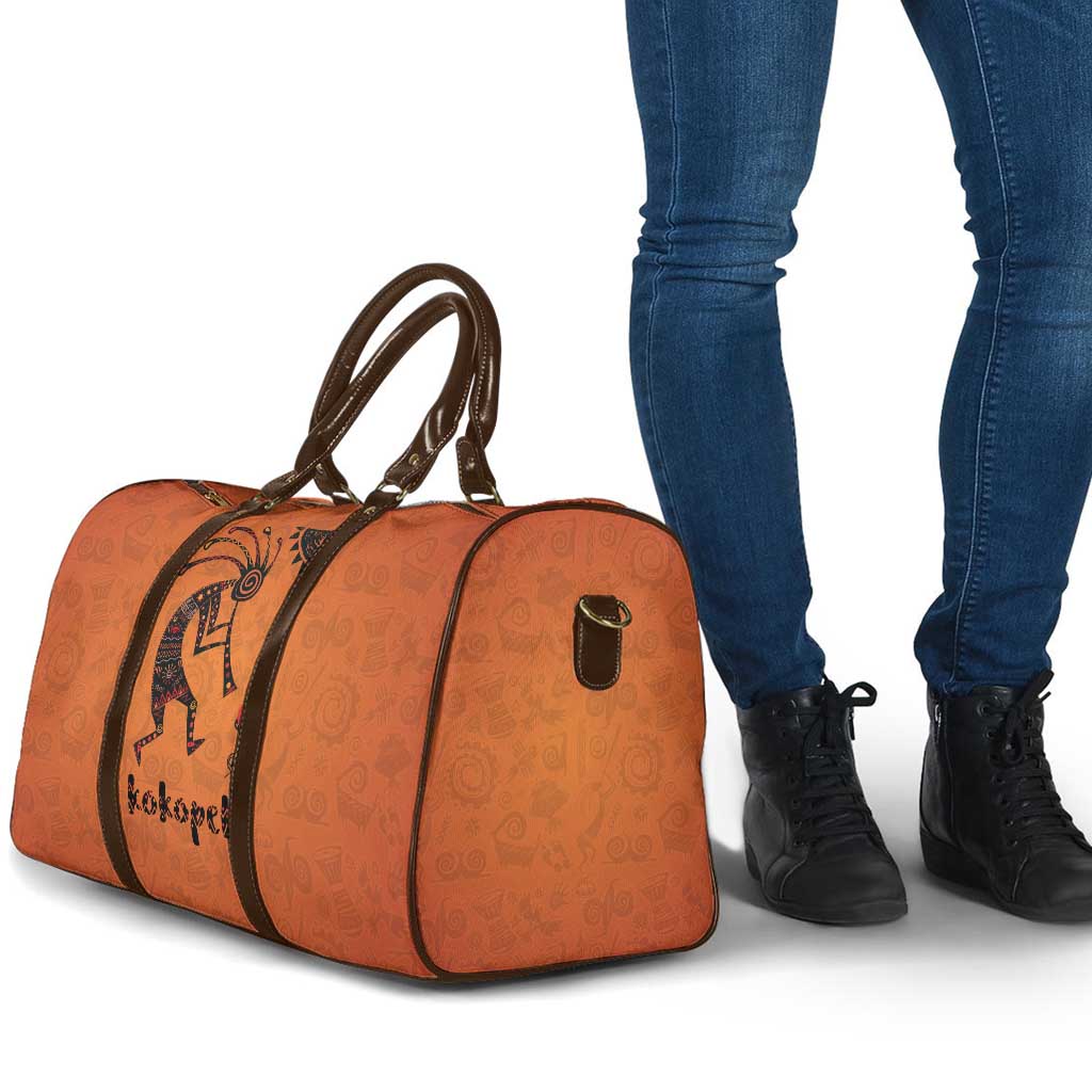 Kokopelli Tribal Travel Bag Native American Southwestern Petroglyph Patterns Sunset Landscape - Wonder Print Shop
