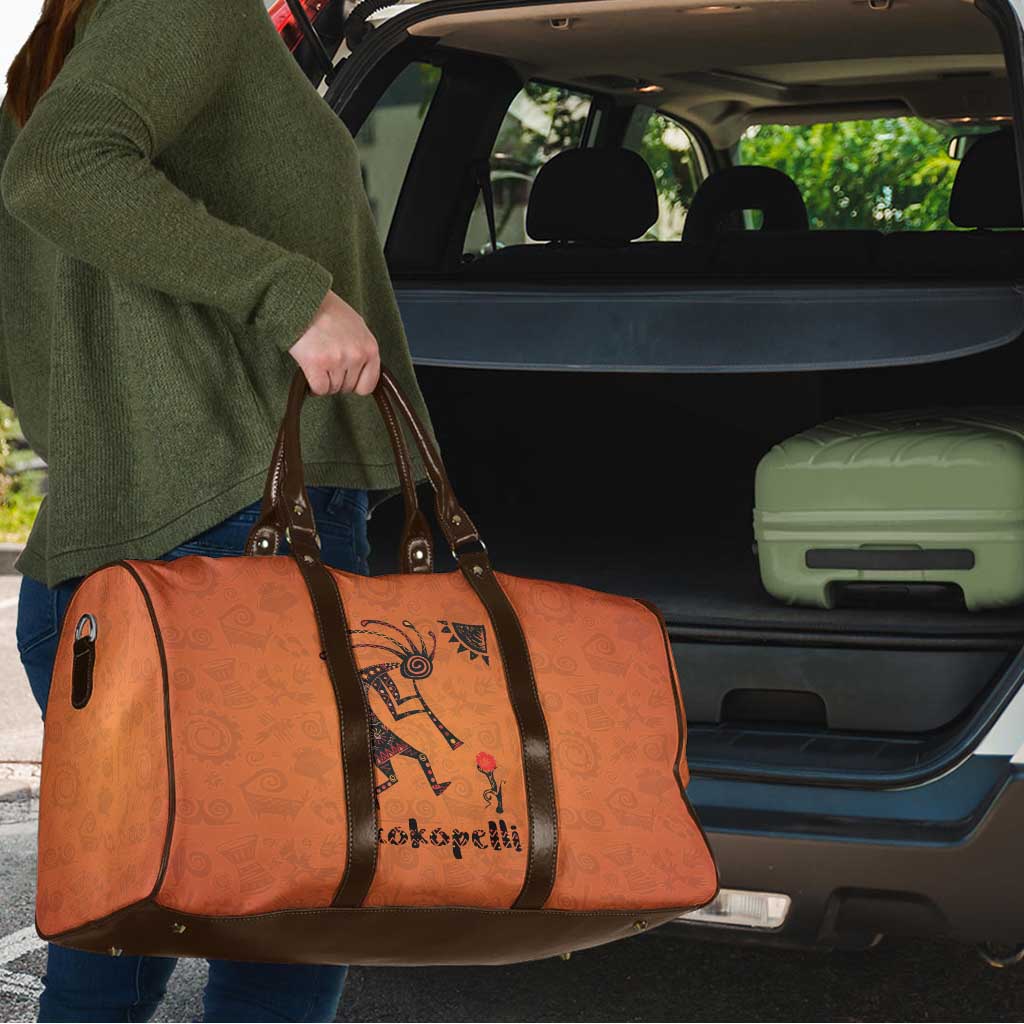 Kokopelli Tribal Travel Bag Native American Southwestern Petroglyph Patterns Sunset Landscape - Wonder Print Shop