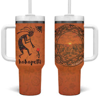 Kokopelli Tribal Tumbler With Handle Native American Southwestern Petroglyph Patterns Sunset Landscape - Wonder Print Shop