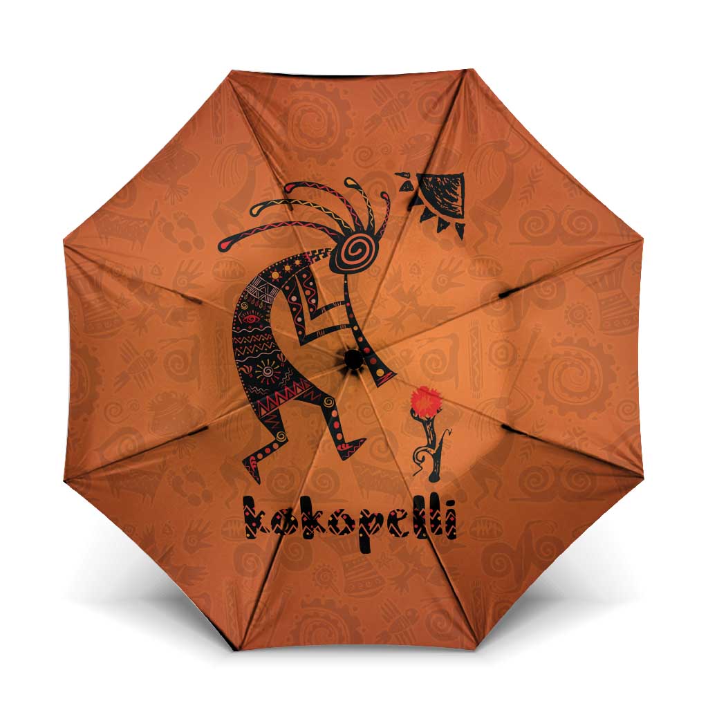 Kokopelli Tribal Umbrella Native American Southwestern Petroglyph Patterns Sunset Landscape - Wonder Print Shop